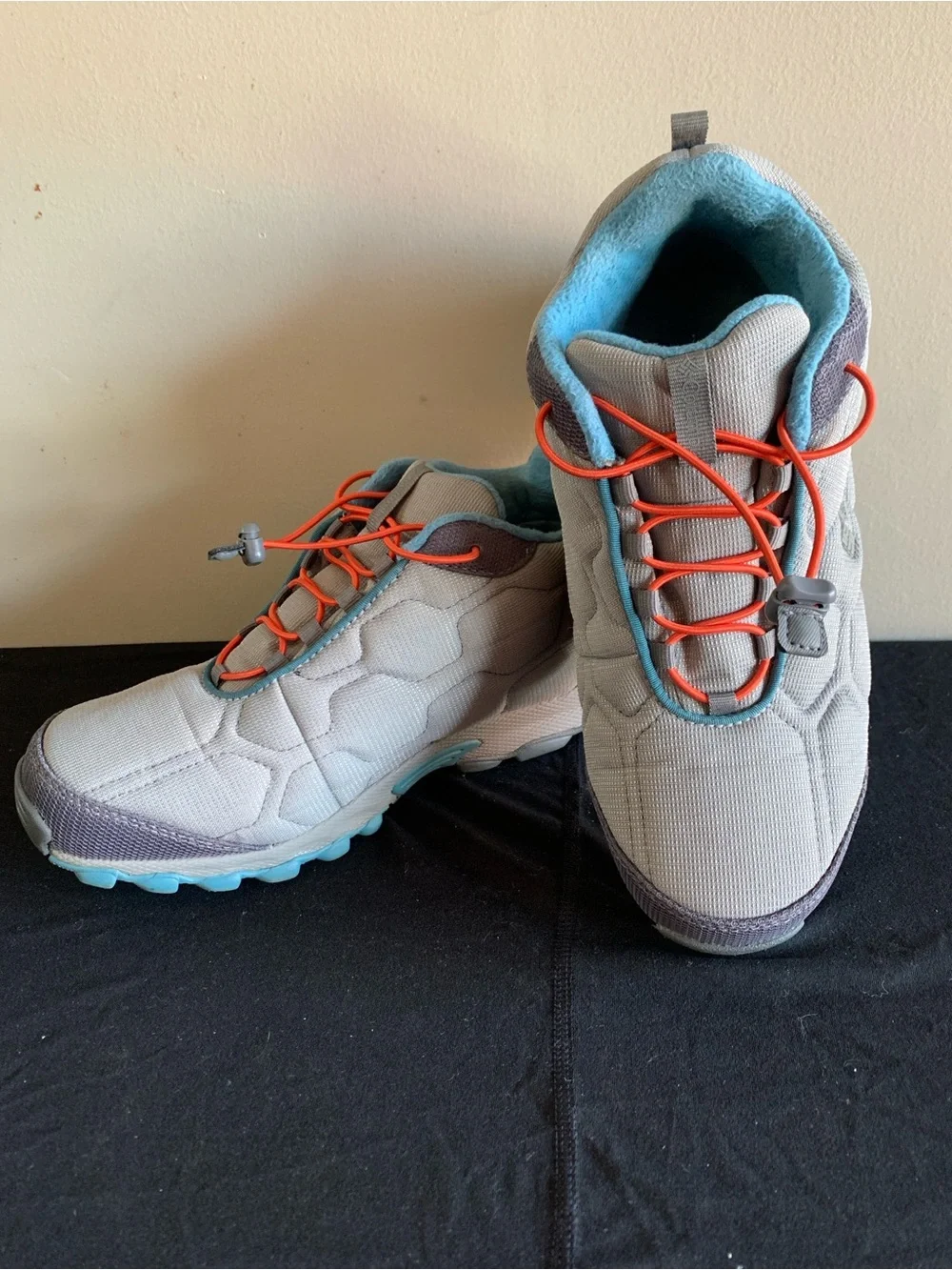 Columbia Blue and Gray Hiking Shoes with Orange Accents